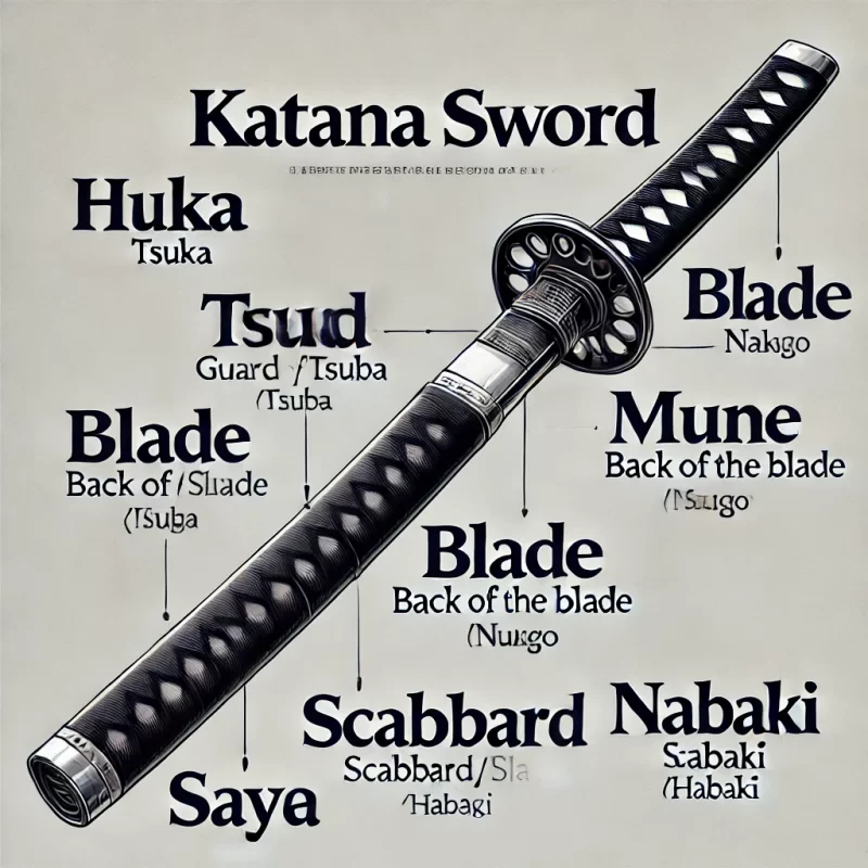 The main parts of a Katana Sword